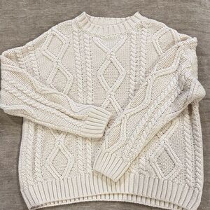 White Fox Boutique Cream Cable Knit Sweater